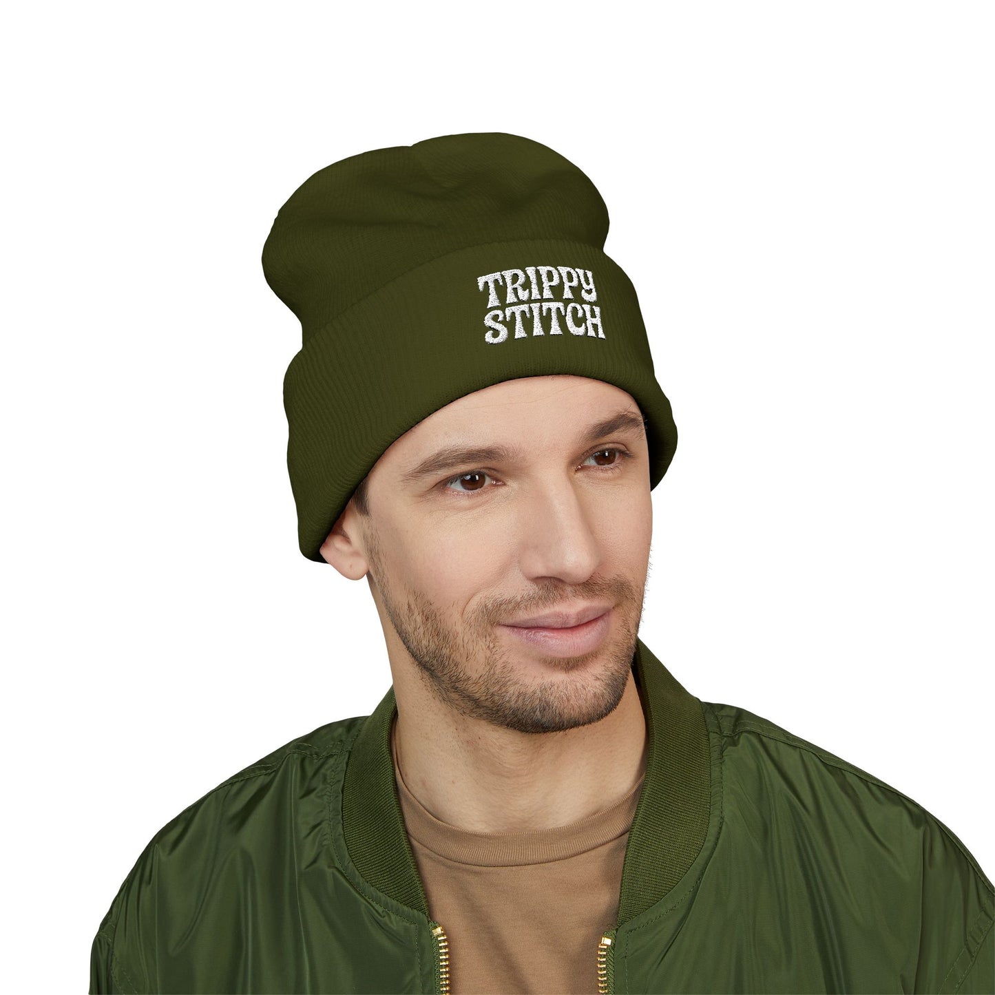 Trippy Stitch Classic Cuffed Beanie - Cozy Embroidered Knit Hat, Winter Accessories, Gift for Him/Her, Casual Beanie, Trendy Knitwear