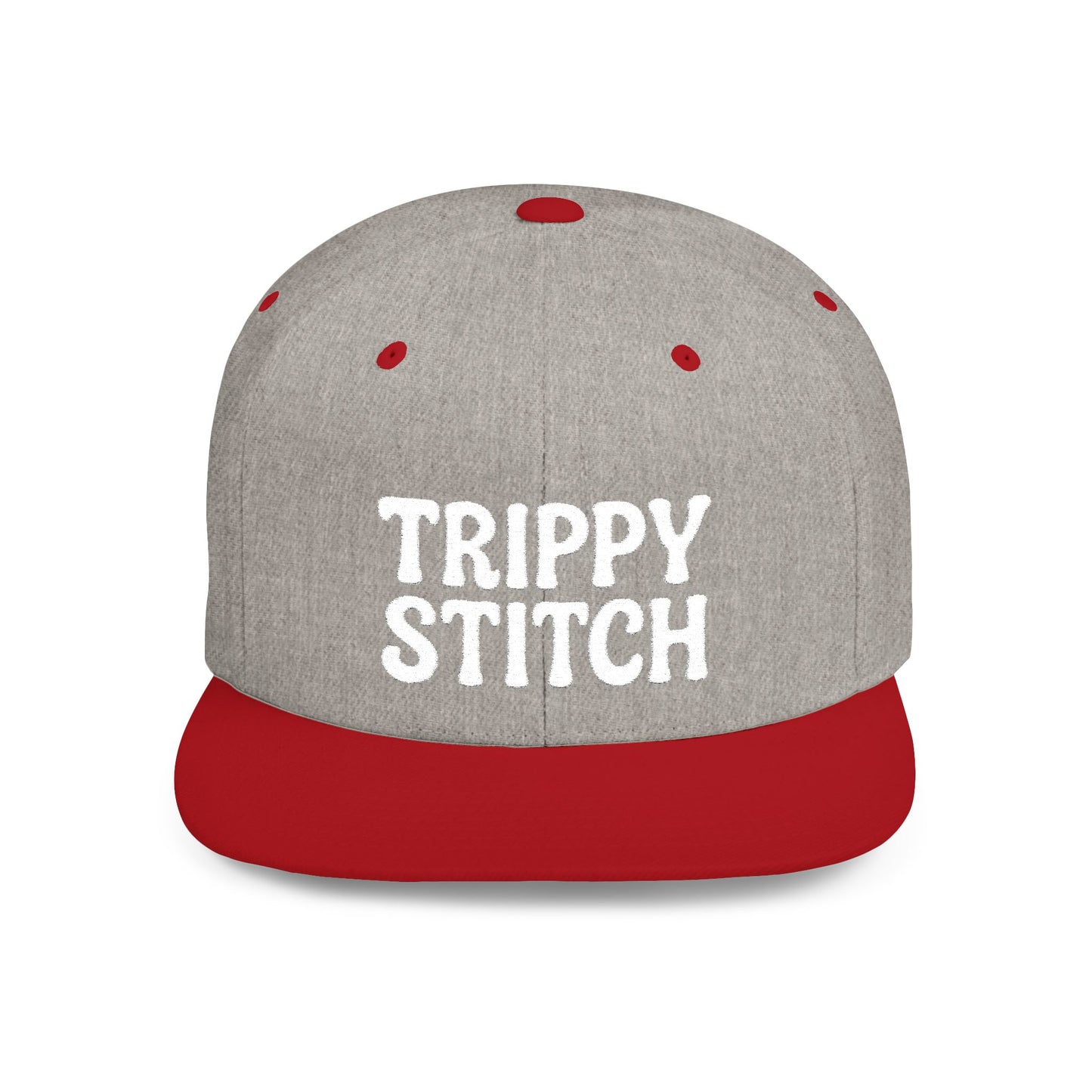Trippy Stitch ALL WHITE FONT Flat Bill Snapback