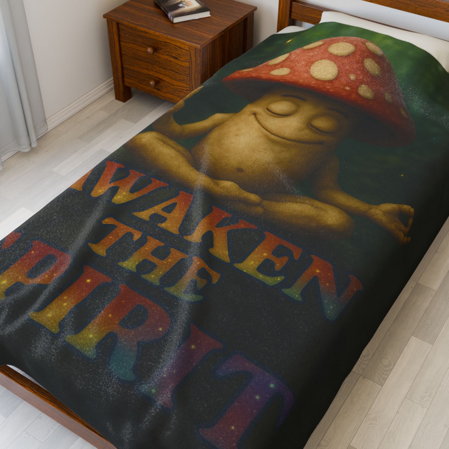 Mani the Mushroom AWAKEN THE SPIRIT Plush Blanket