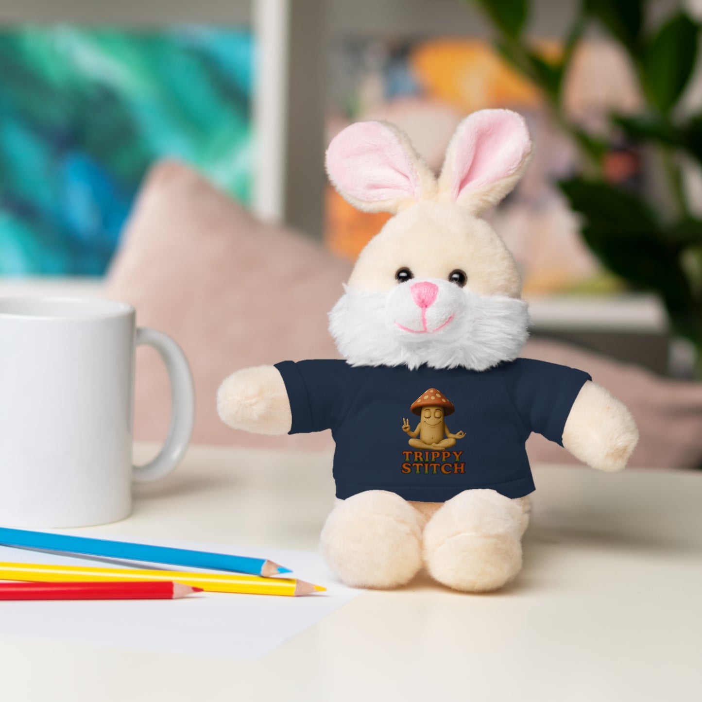 Stuffed Animal with Mani the Mushroom Tee, Cute Plush Toy, Gift for Kids, Personalized Stuffed Bear, Birthday Present, Relaxation Buddy