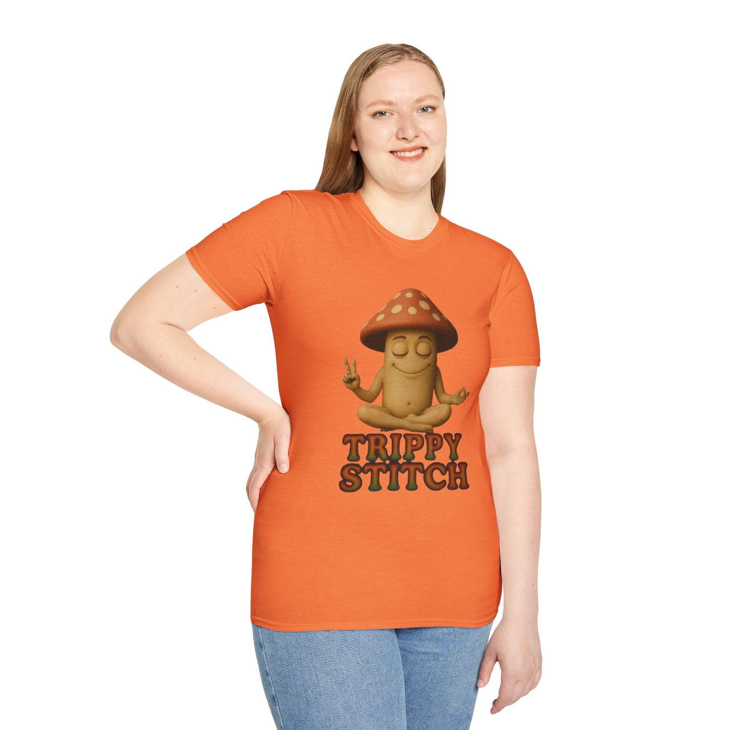 Mani the Mushroom T-Shirt - Unisex Softstyle Tee, Casual Humor Gift, Mindfulness Apparel, Trendy Streetwear, Unique Relaxed Wear