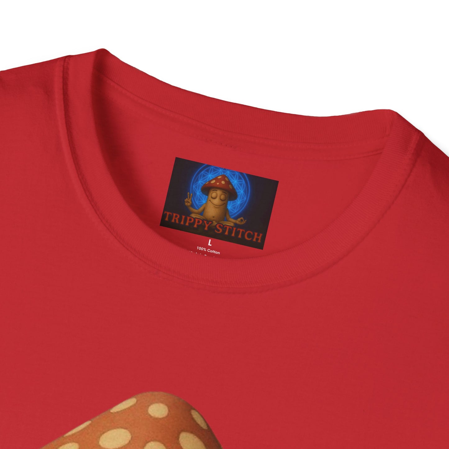 Mani the Mushroom T-Shirt - Unisex Softstyle Tee, Casual Humor Gift, Mindfulness Apparel, Trendy Streetwear, Unique Relaxed Wear